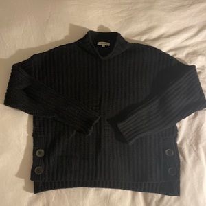 Madewell black cropped sweater with side buttons